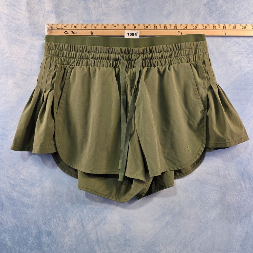 JoyLab Womens Olive Green Smocked Waist Pleated Athletic Shorts Large